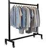 CLP Appendiabiti su Ruote Gisborne con Ruote in Acciaio e Gomma, attaccapanni Stretto per Ingresso, Camera, Cabina Armadio e Boutique, Mobile, Colore:Nero, Dimensione:120x38x120