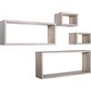MODULARREDO | Merlino Set 4 Mensole da Muro, Pensile Bagno, Scaffale Parete, 75x30 cm, 60x25 cm e 2 da 25x15 cm, Rovere Sagerau