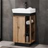 Planetmöbel Nyx Set mobili da bagno 2 pezzi Lavabo con mobile | sottolavabo 50 x 85,9 x 42 cm Rovere Wotan / Antracite, lavabo, rubinetteria da bagno nera