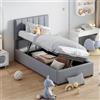 Lexiou Lettino imbottito 90 x 200 cm, letto idraulico in lino, delicato sulla pelle, colore: grigio