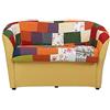 Totò Piccinni Divano POZZETTO 2 posti Alta QUALITA' Made in Italy A.76xL.123xP.67cm (Patchwork Giallo)
