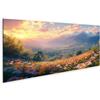 islandburner Prime Quadro su tela per gli amanti della montagna in salotto: tramonto sul prato di montagna fiorito immagini murali poster