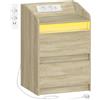 Hzuaneri Comodini con Luci a LED, Stazione di Ricarica e 2 Cassetti, Tavolino da Notte con Porte USB e Prese di Corrente, Ideale per Soggiorno e Camera da Letto, Quercia Chiaro NS30016X