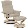 MCombo M poltrona reclinabile con sgabello, poltrona TV girevole a 360° con funzione reclinabile, poltrona TV che può sostenere fino 120 kg, 9019 (Tessuto, Beige)