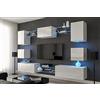 Furnitech AN1 Nawara New Pareti attrezate, Soggiorno moderno, Set mobile TV, Armadio moderno, Pensile (Led blu, AN1-17W-HG21-1A-NEW)