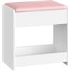 Hzuaneri Sgabello Toeletta Trucco, Sgabello Imbottito Postazione Trucco, Piedini con Cuscinetti Antiscivolo, Camera da Letto Cabina Armadio Ingresso, Bianco e Rosa VS32403A