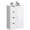 LIFEZEAL Mobile da Bagno Salvaspazio, Moderno, Multiuso, con 4 Cassetti, 1 Anta, Mobiletto Bagno da Terra, Pavimento, Armadietto, Armadio, Credenza, in Legno, Soggiorno, Cucina, Bianco, 56x30x82cm