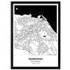 Nacnic Poster Mappa di Edimburgo - Regno Unito. Fogli Città di Mare del Regno Unito e dei fiumi di Colore Nero. Formato A4
