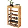 sogesfurniture Scarpiera a 5 Ripiani per 15-20 Paia di Scarpe, Portascarpe Salvaspazio Scarpiera da Ingresso Mensola in Legno Scarpiera Armadio, 75x24x94 cm, Teak BHEU-L24-TK