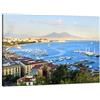 DìMò ART Quadro su Tela Golfo di Napoli Vesuvio Misura 100x75 cm Panorama di Giorno Quadri Moderni per la Tua casa, Ufficio, Ristorante, Hotel