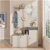 Witimisy Set di appendiabiti con specchio e scarpiera, per corridoio e corridoio, 110 x 37 x 185,5 cm (beige e crema)