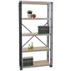 Mendler Libreria scaffale Industriale 3D MDF HWC-A27 5 Ripiani 80x165cm Legno Metallo Rovere Chiaro