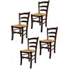t m c s Tommychairs - Set 4 Sedie Venezia per cucina bar e sala da pranzo in Faggio Color Noce Scuro e seduta in paglia