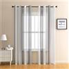 Odot Tende per Finestre Semi Trasparenti, Stile Strisce Tende Voile per Interni Tende Camera da Letto Moderna 1 Pezzo Tenda Filtranti con Occhielli Tenda per Soggiorno (Grigio Chiaro,140x225cm)