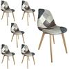 San Marco Sedie da pranzo patchwork imbottite con gambe in legno in set da 2, 4, 6 pz (Brown, 6)
