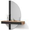 Livinity Tavolo da toeletta Ascona, Nero 120 cm | ✓ Consolle da trucco · ✓ Specchio LED · Sospeso a parete · Specchio a mezzaluna · Listello laterale scanalato