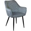 milani home - poltrona da pranzo in velluto grigio con braccioli, gambe in metallo, stile moderno industrial, 61 x 61 x 82 cm