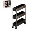 Generic Carrello sottile a 3 ripiani, facile da montare, portatile, salvaspazio, ruota girevole a 360°, organizer per bagno e cucina (nero)