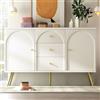 DACHETOU Comò bianco crema 80 x 140 cm con 2 ante e 3 cassetti, bianco con cassetto, ripiano regolabile, per soggiorno, camera da letto
