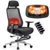 FLEXISPOT MasterEase Sedia da Ufficio Massaggiante con Poggiapiedi, Sedia Ergonomica con Supporto Lombare 2D Riscaldato e Massaggiante, Schienale Reclinabile 4 Posizioni, Nero