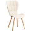 CLP Sedia Chic Sala Da Pranzo Elda In Similpelle I Sedia Design Salotto Imbottita E Trapuntata I Sedia Tavolo Gambe In Legno, Colore:crema