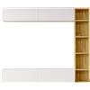 Rebecca Mobili Parete Attrezzata Soggiorno, Set Mobili Pensili, Bianco Color Rovere, Truciolato, 3 Pezzi, per Salotto Moderno - Misure HxLxP: 143,5 x 169 x 26 cm - Art. RE7205