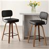 Bekrvio Set di 2 sgabelli da bar girevoli a 360°, con schienale, altezza della seduta: 65 cm, in ecopelle e legno massiccio, 4 gambe, per cucina e bancone, girevole con schienale
