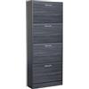 milani home - scarpiera 3 ante a ribalta 60 x 24 x 115 cm, grigio scuro, legno