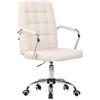 CLP Sedia Girevole Scrivania Terni con Braccioli in Stoffa O Similpelle I Poltroncina Studio con Ruote, Colore:Crema, Materiale:Stoffa