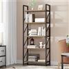 YITAHOME Libreria a 5 Ripiani, Scaffale per Libri da Pavimento, Mensola in Legno e Struttura in metallo, Scaffale per Libri, Espositore per Soggiorno, Casa e Ufficio, Libreria Grigia