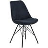 AC Design Furniture Emanuel - Set di 2 sedie per sala da pranzo con schienale imbottito in stile intramontabile ed elegante, colore antracite, seduta imbottita in tessuto con gambe in metallo nero