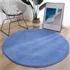 Hearda Tappeto Camera da Letto in Flanella, Tappeto Rotondo Pile Corallo Tinta Unita, Tappeto Cameretta Bambina Moderno, Tappeto Camera Bambini (120cm,Blu Scuro)