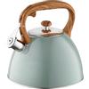 FLORINA Bollitore Acqua (2,5 l) I Bollitore da Fornello FRANK I Manico in Legno I Fischio Automatico I Per Fornelli a Induzione, Gas, Elettrici I Colore: Verde opaco