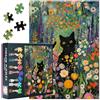 TISHIRON Puzzle da 1000 pezzi per adulti - Gatto nero e fiori a tema Jigsaw Puzzle (27,5 x 19,7 pollici), puzzle sfidante per adulti, gioco di famiglia per uomini e donne