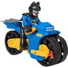 Fisher-Price Imaginext DC Super Friends - Batmoto XL e Batman, Set con moto extra-large a spinta con lancia proiettili e personaggio Batman XL, entambi alti più di 25 cm, giocattolo per bambini, 3+ anni, HNM32