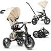 Deryan Explorer Triciclo da 9 Mesi fino a 25 kg - Triciclo per Bambini con Maniglione di Spinta - Sedile Girevole - Tettuccio Estensibile con Protezione Solare - Crema