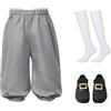 BPURB Costume coloniale da Ragazzo Bambini Medievale Pirata Cosplay Costume Rinascimento Costume Calzoni (Pantaloni con Calzini Bianchi Alti Fino al Ginocchio e Fibbia della Scarpa d'oro)