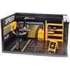 F Fityle 1/24 Simulazione Garage Display Vetrina Modello di Scenario con luci a LED Modello di Negozio di Riparazione Fai-da-Te per Sand Table Micro Landscape, Senza Bordo