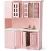 Odoria Casa delle Bambole Armadio da Cucina: 1/12 Scala Miniatura Lavello per Ristorante Moderno - Mini Mobile Cucinare Legno Rosa