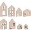 OLYCRAFT 8pz Blocchi a forma di casa di legno Blocchi di Legno Grezzi Bloccho di Legno MDF Kit di Artigianato per Case In Legni per Pittura Fai Da Te Casa Cucina Ufficio Mensola Bar Arredamento