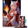 VFxdfhE Puzzle da 1000 pezzi per adolescenti con ragazza volpe,fuoco e volpe,gioco stimolante per la mente,incastro perfetto senza spazi vuoti,rilassante attività di gruppo al chiuso (38x26cm)