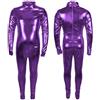 Generisch Costume di Halloween per bambini, costume da cosplay metallizzato, tuta lucida, unisex, a maniche lunghe, per carnevale