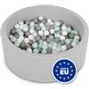 Selonis Piscina Soffice Per Bambini 90X30cm/200 Palline Rotonda, Grigio Ch:Bianco/Grigio/Menta