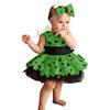 Sobzia Costumi Carnevale Bambino,Vestito Carnevale Bambina Costume Ciottolina Flintstones Costumi Neonata con Bone Fiocco Fascia per Cosplay e Halloween 6 Mesi - 12 Anni Verde 18-24 mesi
