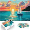AITEXI puzzle 1000 pezzi per adulti Dipinto di barca a vela con tramonto pastello sereno apprendimento educativo Regalo per i compleanni 52x38cm