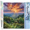 Figured'Art Dipingere con i Numeri - Paint by Numbers Orso e tramonto, Passatempo per Adulti, Kit Completo, Hobby Creativi - Quadri fai da te 40x50cm senza cornice