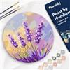 Figured'Art Dipingere con i Numeri su Disco di Legno da 30 cm - Paint by Numbers, Lavanda, Passatempo per Adulti, Kit Completo, Hobby Creativi - Quadri fai da te