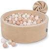 KiddyMoon Velluto Piscina Di Palline 90X30cm/200 Palline ∅ 7CM Per Bambini Tondo, Beige Sabbia: Beige Pastello/Bianco/Perla