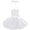 IMEKIS M?dchen Angelo Diavolo Costume Costume Halloween Cosplay Principessa T?ll Tutu Vestito con Fascia Fata Compleanno Carnevale Party Vestito Bianco 2 pezzi 11-12 anni