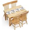 Odoria Miniatura Tavolo da Pranzo con Sedia: 21 Pezzi Scala 1/12 Tavolo Rettangolare con Piatto Posate per Sala da Pranzo Cucina Vintage - Mini Mobili Legno per Casa delle Bambole